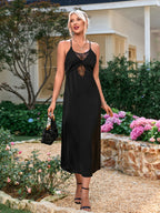 Lace Spliced Backless Midi Dress