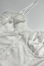 Lace Floral Bustier Sweetheart Neck Spaghetti Strap Tiered Ruffle Mini Dress