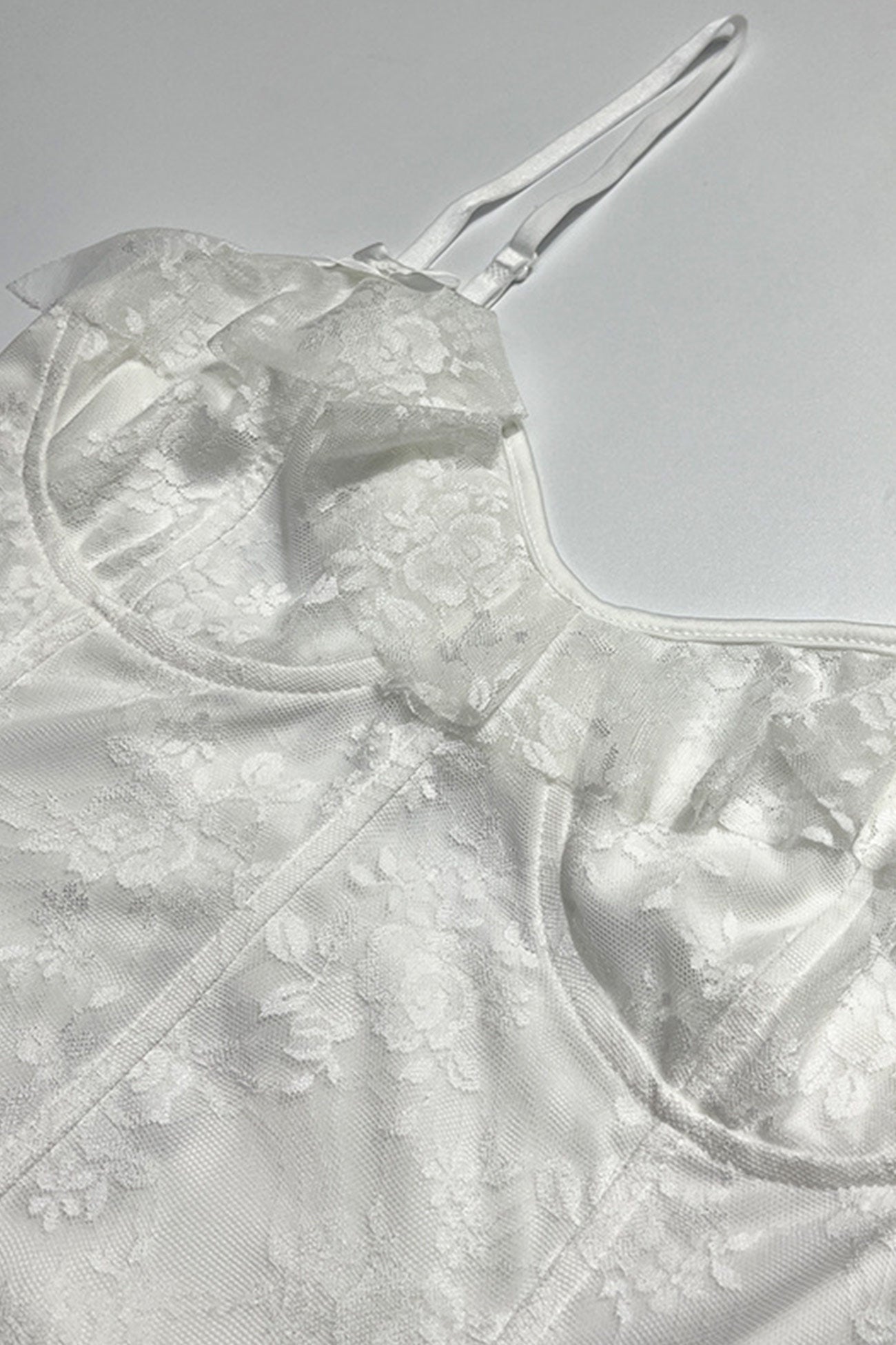 Lace Floral Bustier Sweetheart Neck Spaghetti Strap Tiered Ruffle Mini Dress
