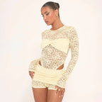 Lace Top & Bodysuit Two Piece Set