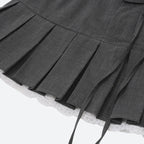 Lace Trim Pleated Mini Skirt