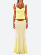 Lace Up Corset Top & Maxi Skirt Two Piece Set