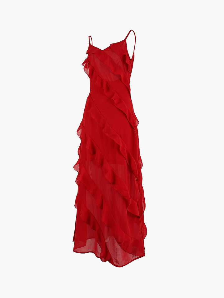 Belinda Aesthetic Long Dress with Ruffles Elevated Occasion Wear