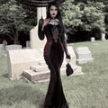 Velvet Brocade Panel Strapless Pointed Bust Mermaid Maxi Gown