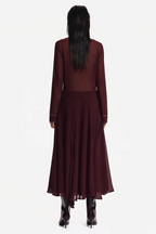 Leila Aesthetic Chiffon Midi Dress with Rivets Chic Silhouette Collection
