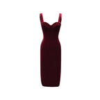 Velvet Corset Bustier Sweetheart Neck Wide Strap Bodycon Midi Dress