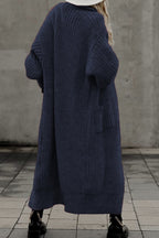 Lantern Sleeve Front With Pockets Long Cardigan