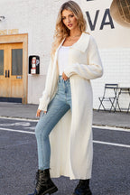 Lapel Ribbed Knit Open Front Cardigan
