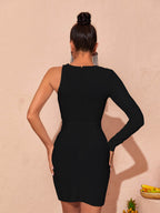 Lathan One Shoulder  Bandage Dress In Black