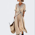 Lauren - Women's V-Neck Knot Front Midi Dress