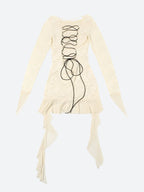 Lemon Lace Backless Mini Dress