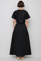 Ilany Black 3D Floral Maxi Dress Set