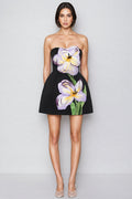 Fennl Black Floral Bustier Mini Dress