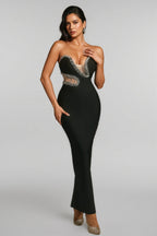 Zephil Strapless Crystal Bandage Maxi Dress
