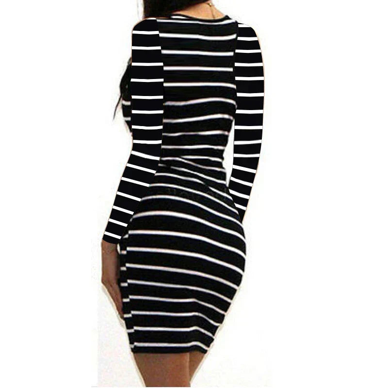 Striped Scoop Neck Tank Bodycon Mini Dress