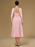 Long Sleeve Tie Back A-Line Dress
