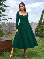 Long Sleeve Tie Back A-Line Dress