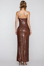 Fiorella Brown Sequin Maxi Dress