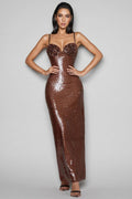 Fiorella Brown Sequin Maxi Dress