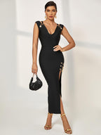 Luisa V Neck Embellished Maxi Dress
