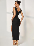 Luisa V Neck Embellished Maxi Dress