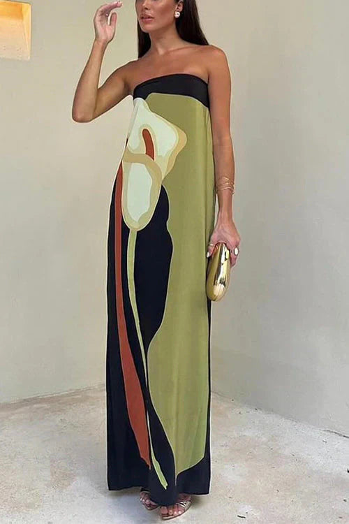 Logan Boutique Women's Floral Strapless Summer Maxi Dress Collection