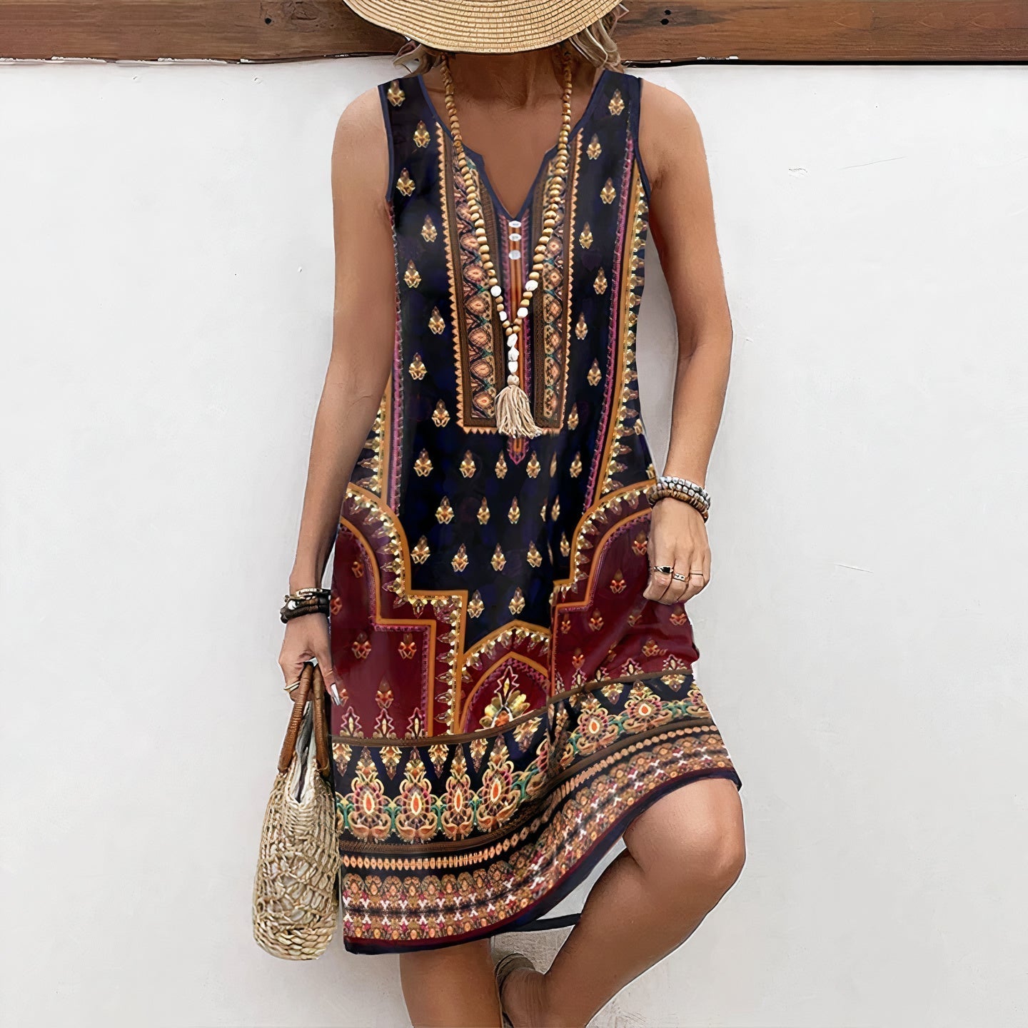 Maribel Boutique Sleeveless Boho Dress Elevated Occasion Wear