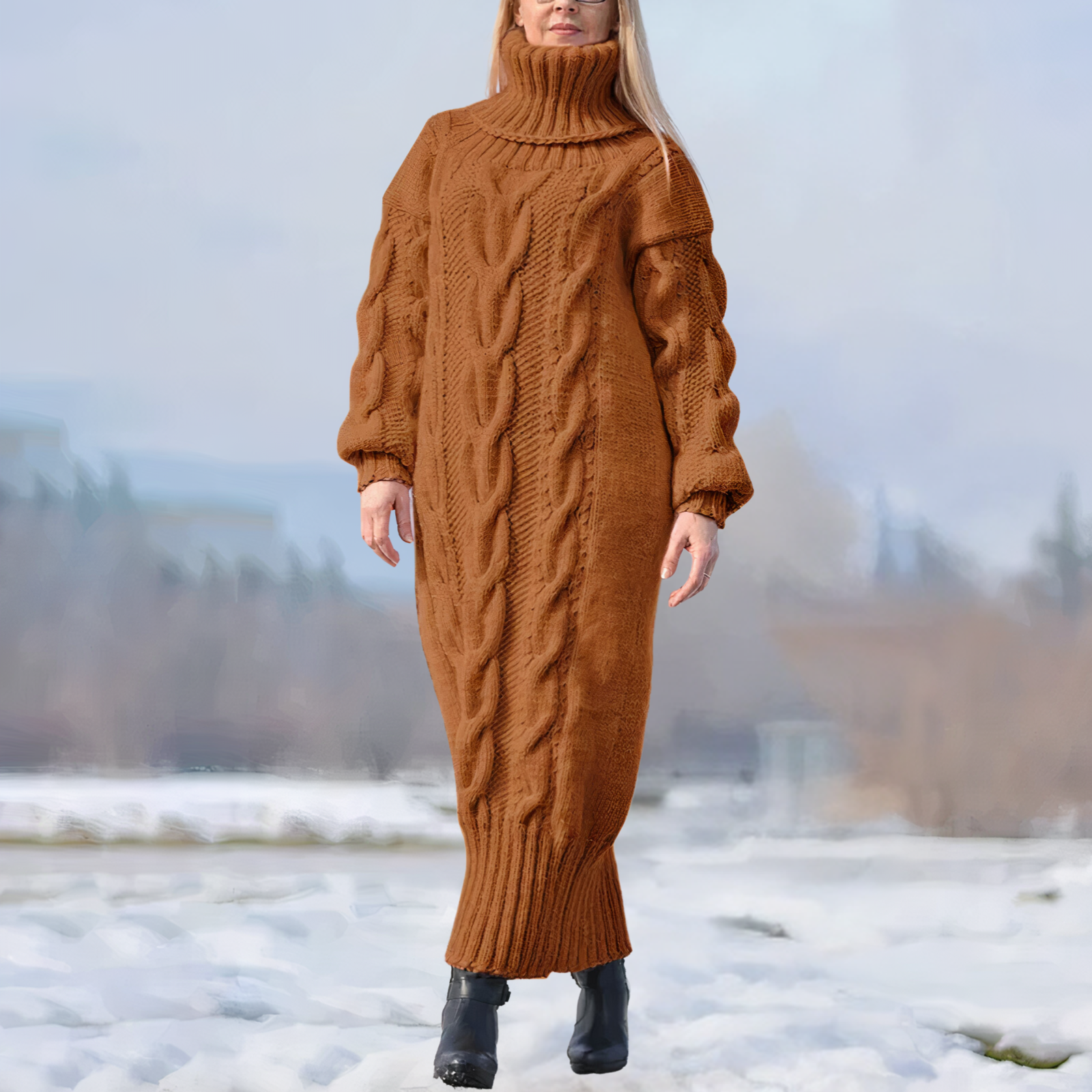 Wilma Premium Twisted Knit Dress Chic Silhouette Collection