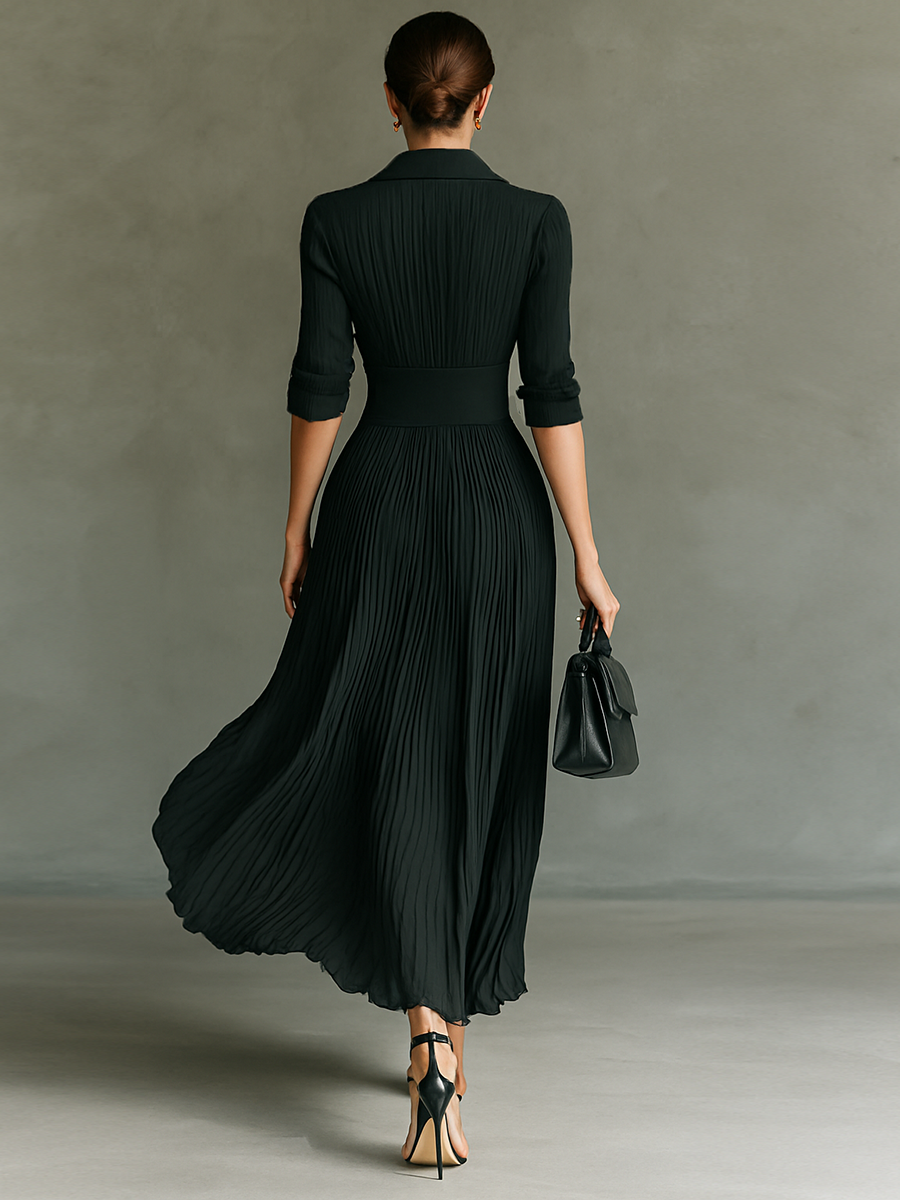 | Solid Long Sleeve Maxi Dress