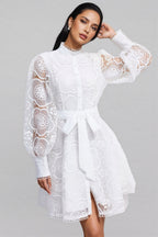 Joanna Floral Lace Lantern Sleeve Mini Dress