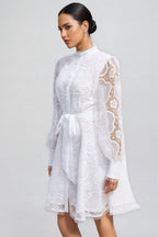 Joanna Floral Lace Lantern Sleeve Mini Dress