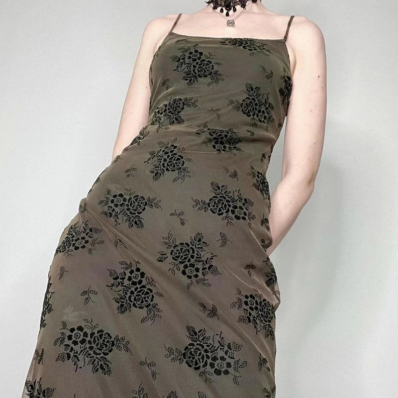 Bianca Minimalist Vintage Floral Lace Dress with Sheer Overlay Chic Silhouette Collection