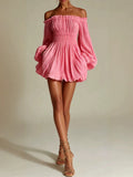 Solid Color Pleated Short Dress
