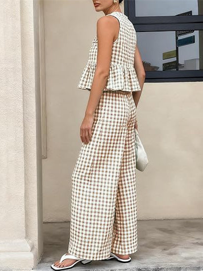 Retro Plaid Casual Suit