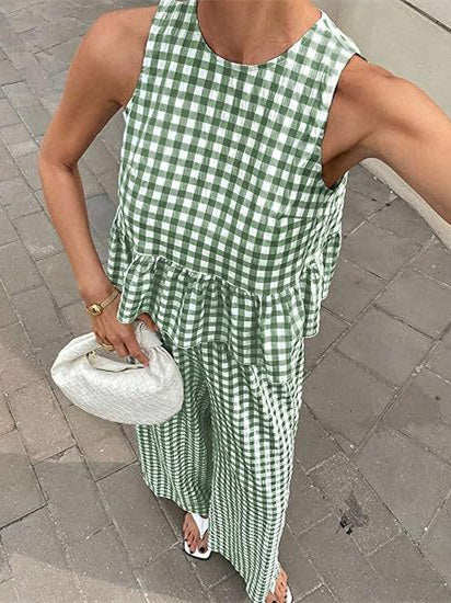 Retro Plaid Casual Suit