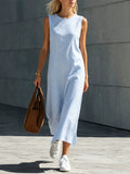 Striped Midi Dress For Commuting