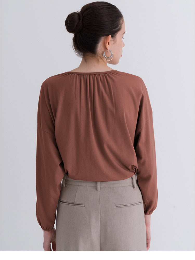 Loose-fitting Casual Cotton Short-sleeved Cover-up With Slightly Sheer Mesh Fabric