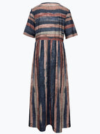 Sol Statement Midi Dress with Short Sleeves and Color Block Design Evening Wear Edit
