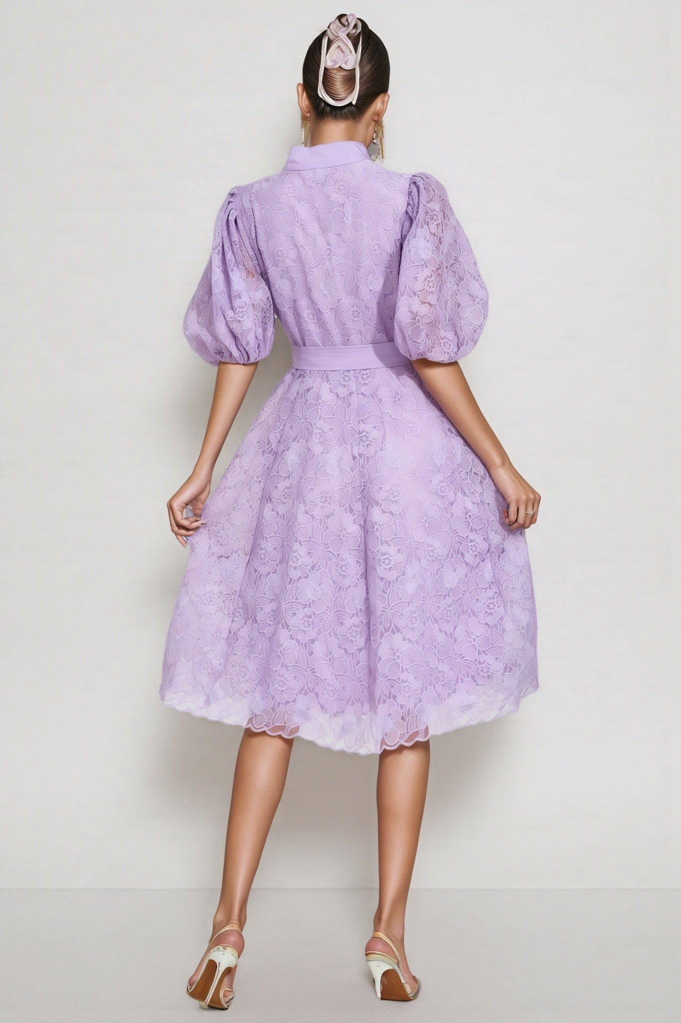 Melanie Purple Lace Midi Dress