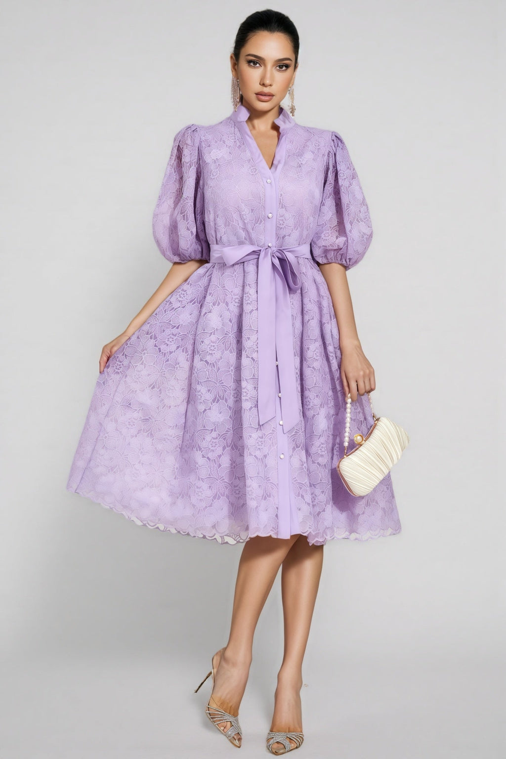 Melanie Purple Lace Midi Dress
