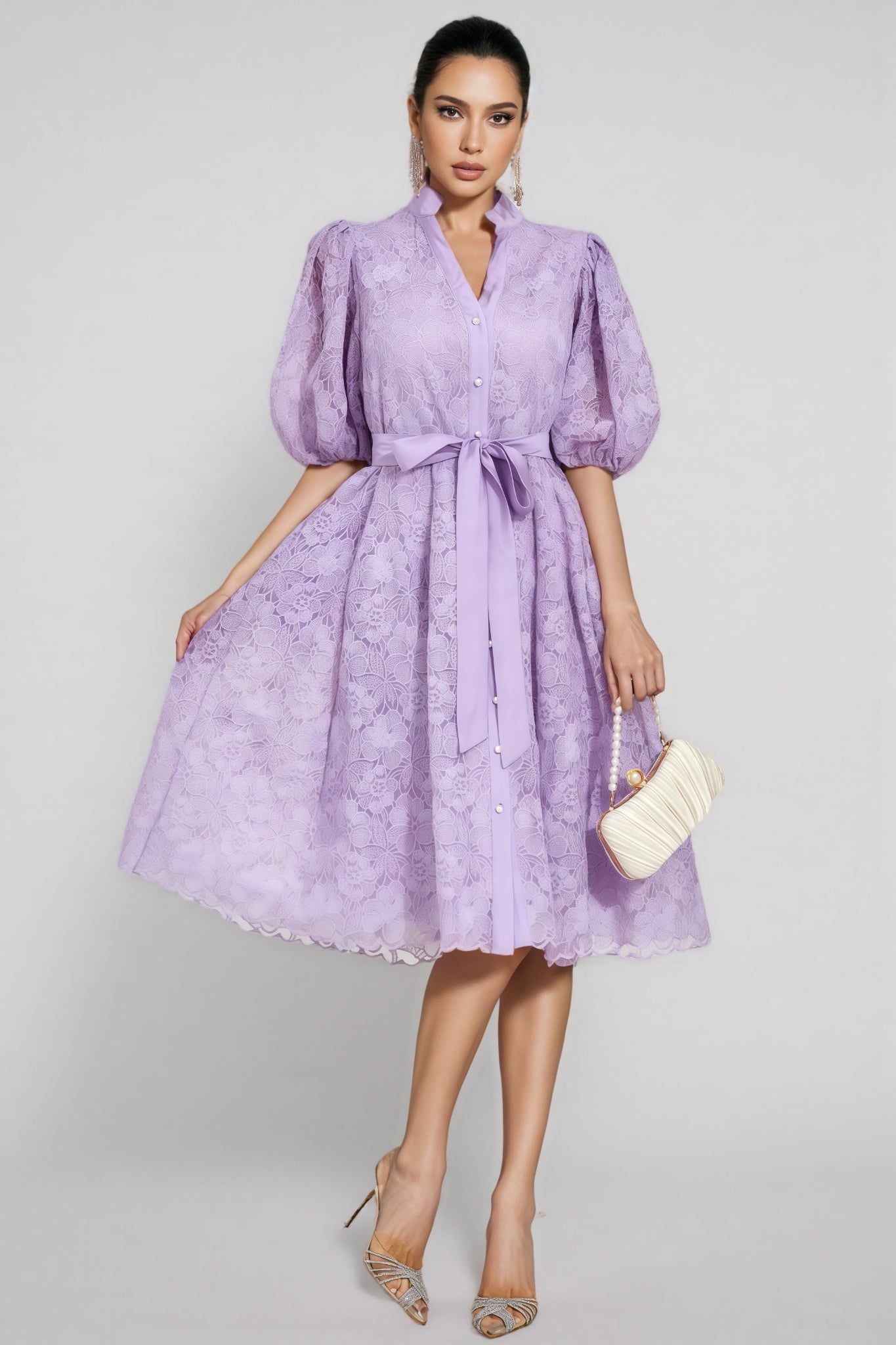 Melanie Purple Lace Midi Dress