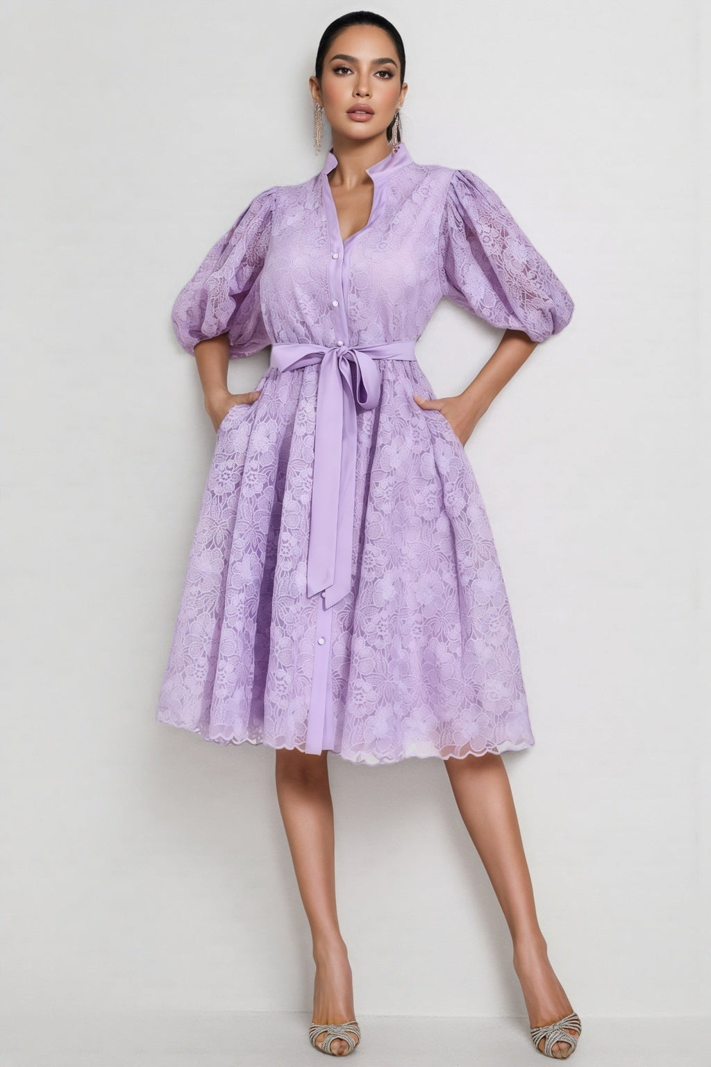 Melanie Purple Lace Midi Dress
