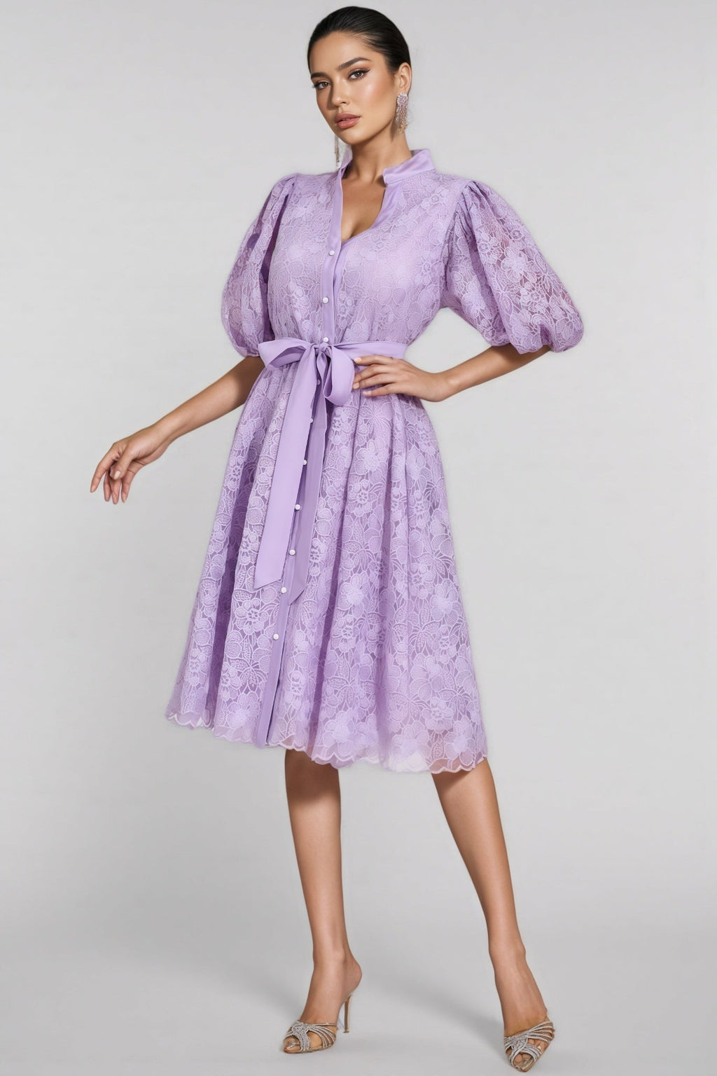 Melanie Purple Lace Midi Dress