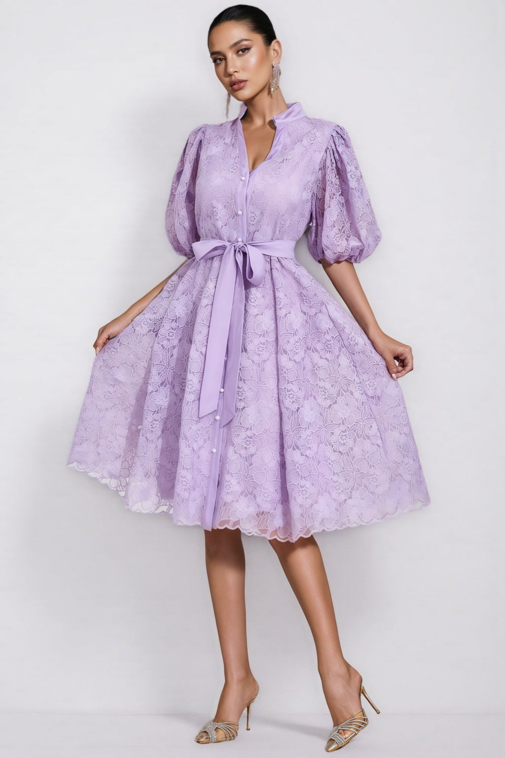 Melanie Purple Lace Midi Dress