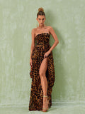 Malou Strapless Leopard Printed Maxi Dress