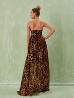 Malou Strapless Leopard Printed Maxi Dress