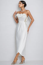 Inga White Off Shoulder Satin Maxi Dress