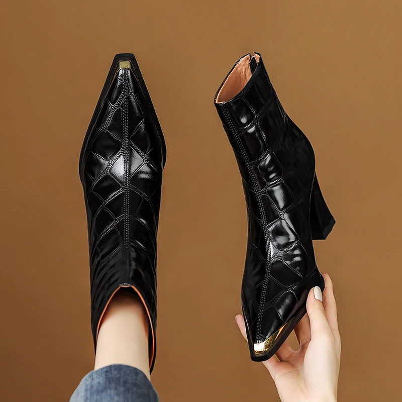 Marcella Croc Genuine Leather Boots