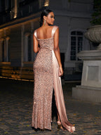 Marcy Sequin Split Maxi Dress