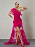 Margaret One Shoulder Tulle Mini Dress